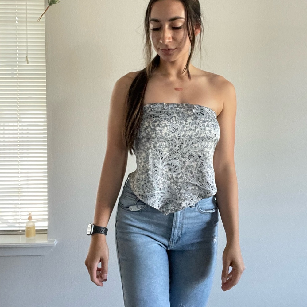 Paisley Tie Back Bandeau Crop - Size M